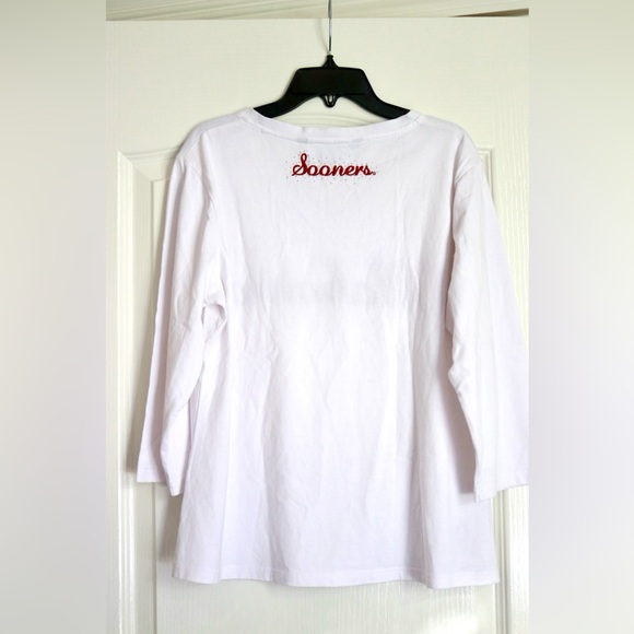 Oklahoma Sooners bling and rhinestone embroidered top, 3/4 length sleeves, large - Picture 4 of 10